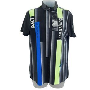 Jamie Sadock Short Sleeve Top Golf Shirt Women's Small Pleated Blue Blac